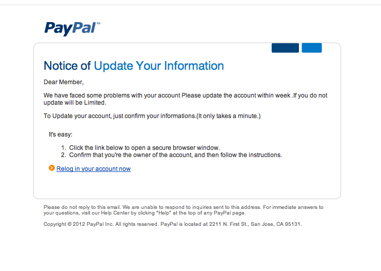 paypal phishing paypal phishing