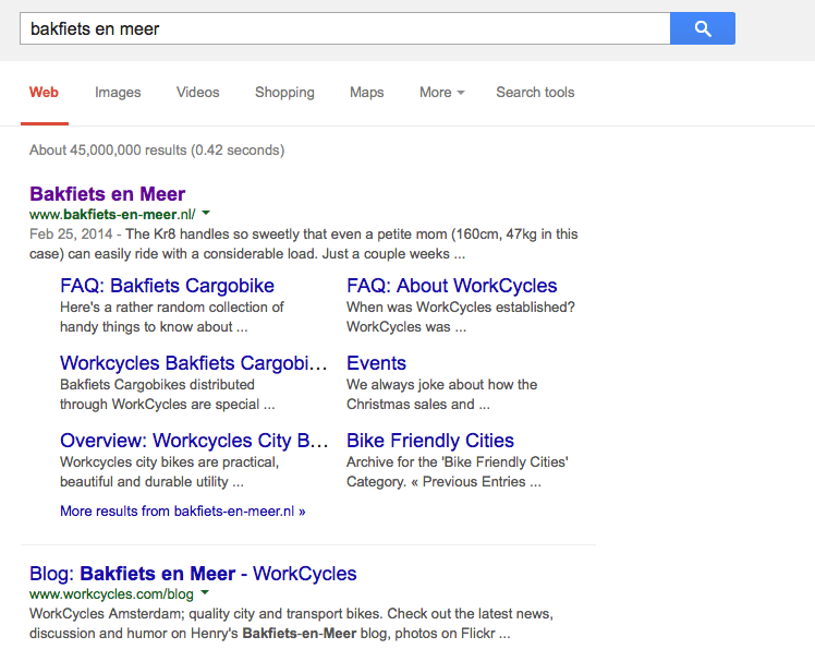 Bakfiets en Meer Sitelinks