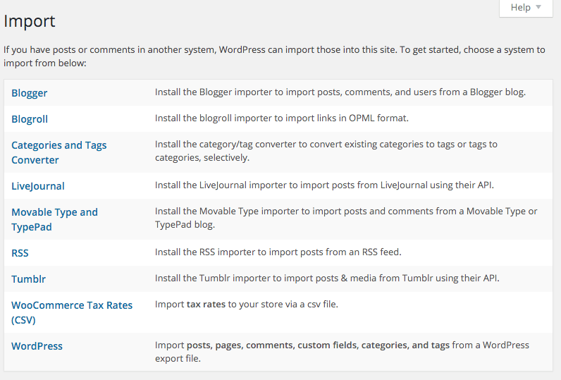 Import WordPress Data