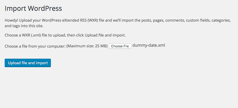 dummy data xml file import