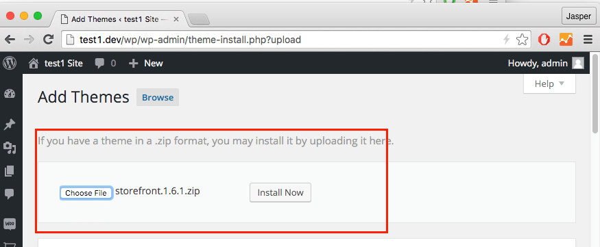upload zipped theme