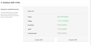 Page Frog AMP Settings