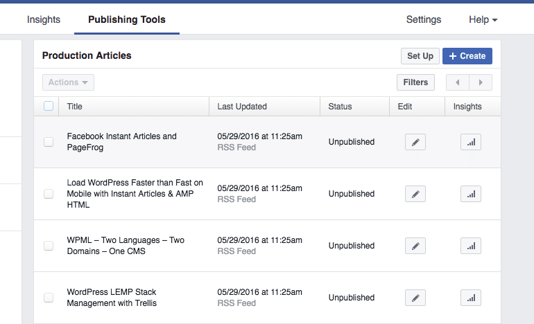 Facebook Production Articles