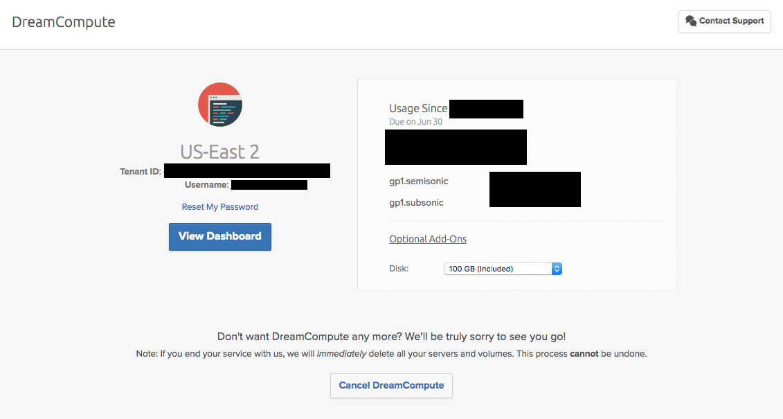 DreamCompute Expenses Overview