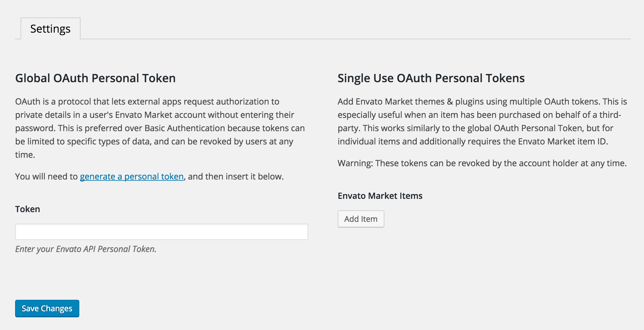 Global OAuth Personal Token