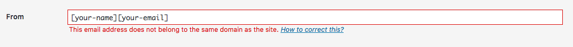 This email address does not belong to the same domain as the site.