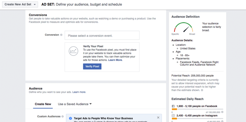 AD SET - Define your audience, budget and schedule