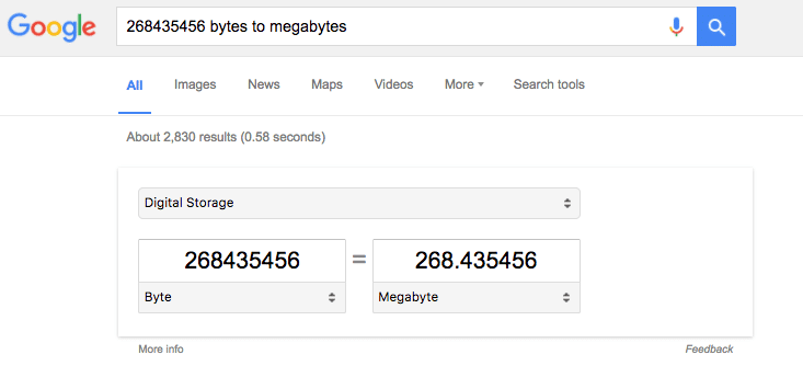 bytes to megabytes