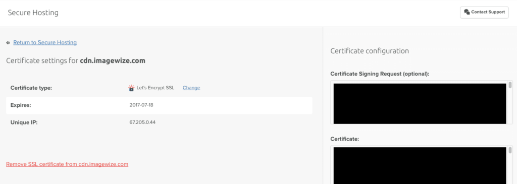 Certificate Settings