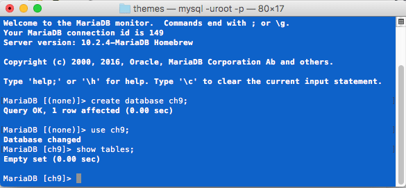 MariaDB Database Creation