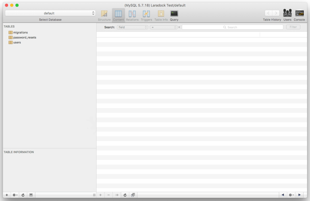 Sequel Pro Laradock Database