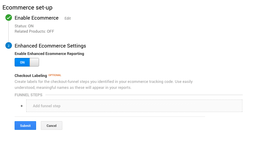 GA Ecommerce Setup