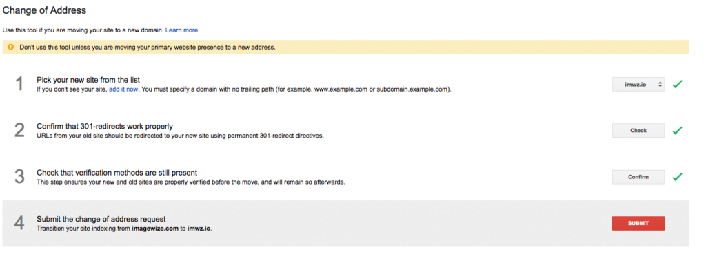 Webmaster Tools Change of address Steps
