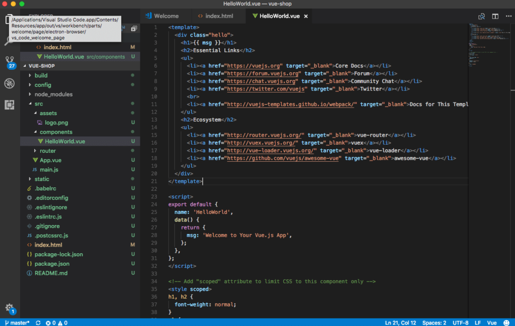 Vue Shop Initial Setup