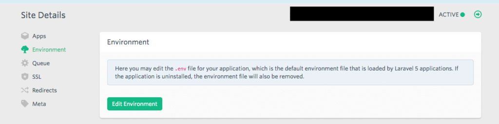 Laravel Forge Site Details