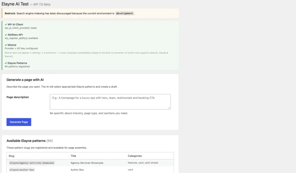Elayne AI Page Creation Demo